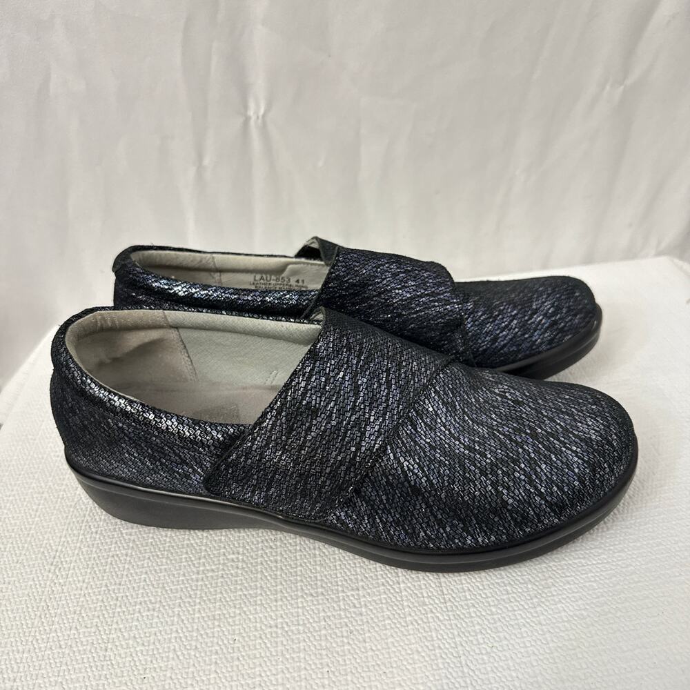 Alegria Shoes Lauryn Womens Size 11 Blue Metallic Leather Comfort Clogs 41
